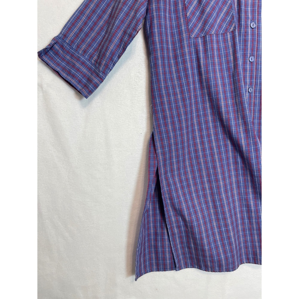 De Rotchild Button Down Shirt Dress Plaid 3/4 Sleeve‎ Pockets Womens 18W - Picture 6 of 10
